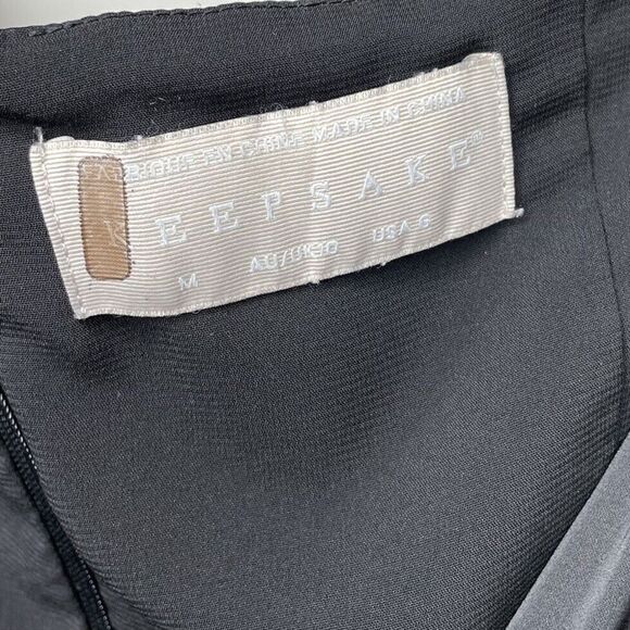 KEEPSAKE Own It Gown Womens 6 Black Satin Long Sleeve V-Neck A-Line - Picture 13 of 15